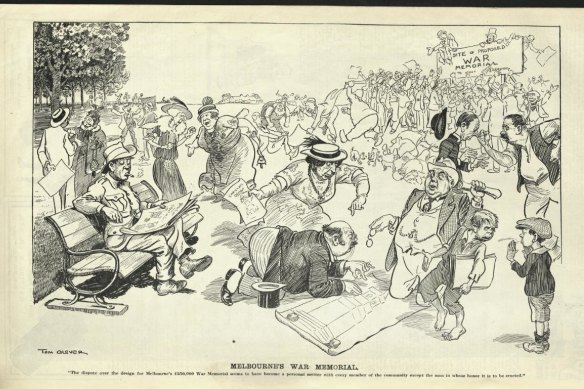 ‘Melbourne’s War Memorial’, 1924,  by Tom Glover, The Bulletin,  September 21, 1924. 
