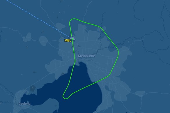 FlightAware tracked the Perth-bound plane as it returned to Melbourne airport