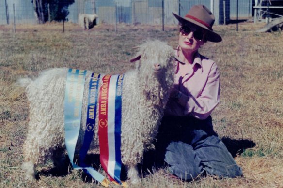Mary with one of her champion angoras.