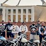 Members of the Finks gather outside Parliament House in Canberra.