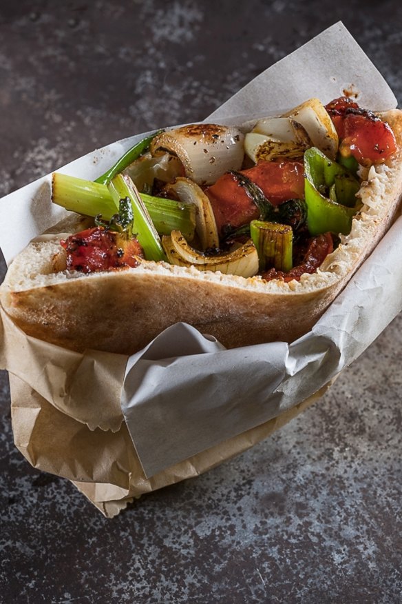 Roasted vegetable ratatouille pita.