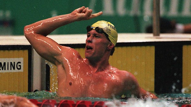 Kieren Perkins triumphs in Atlanta in 1996.