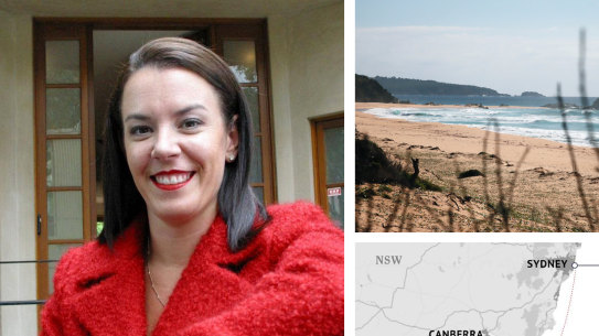 Melissa Caddick’s foot was found on Bournda Beach.