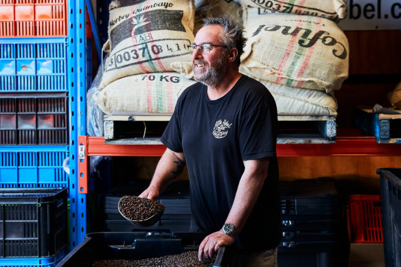 Peter Roberts, owner of Little Rebel coffee roastery in Dromana.