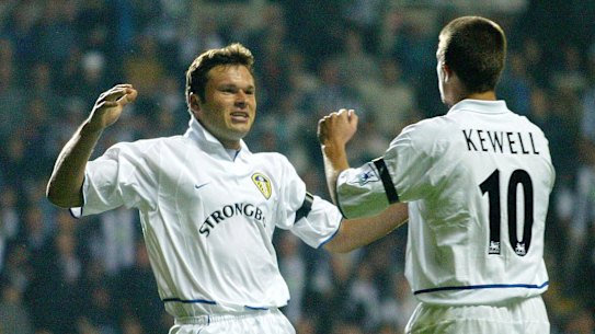 Socceroos connection: Mark Viduka and Harry Kewell's time at Leeds raised the club's profile in Australia.