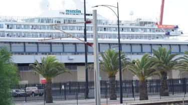 Cruise ship MS Artania which docked in Fremantle on Friday after news came to light that passengers and crew had contracted COVID-19.
