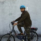 Ridwan Anan rents an e-bike to make Uber Eats deliveries.