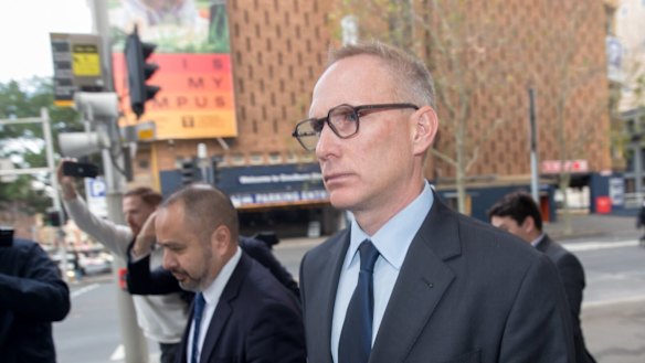 Private equity boss Joel Thickins leaving court on Tuesday.
