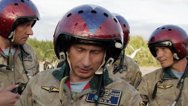 Russian President Vladimir Putin at an airfield near the northern city of Murmansk, Russia in 2005.