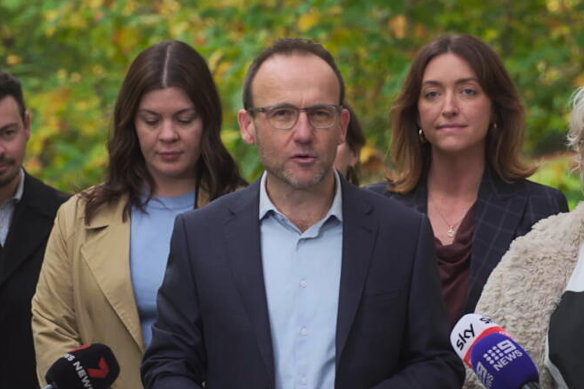 Adam Bandt conceding defeat in Melbourne.