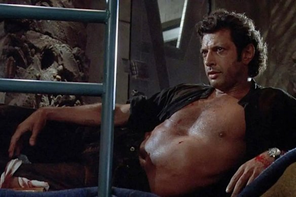 Goldblum in his most meme-able moment in a scene from <i>Jurassic Park</i>.