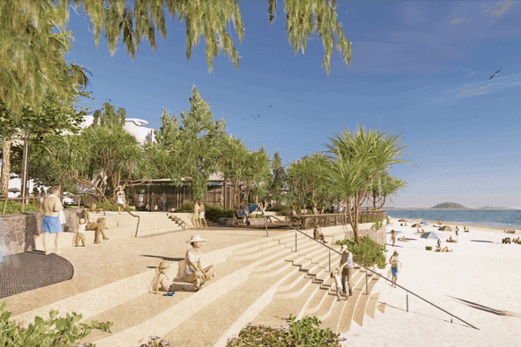Artist’s impressions of stage two of the Mooloolaba Foreshore Revitalisation Project on the Sunshine Coast.