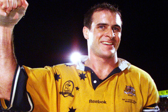 David Wilson pictured after the Wallabies beat South Africa in Brisbane in 1999.
