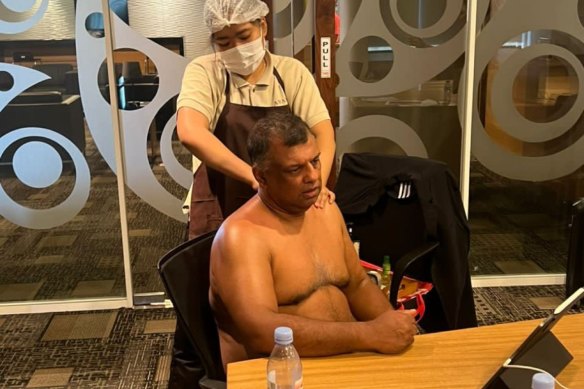 The photo shared by AirAsia chief Tony Fernandes after he “endured an 18-hour flight”.