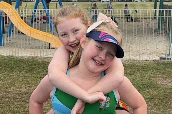 Chloe Jeffries (left) with older sister Hallee.