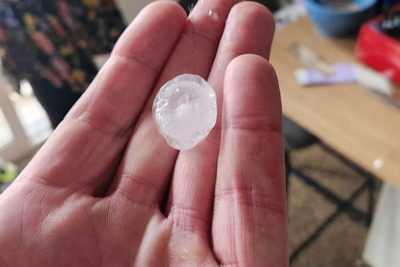 Large hail stones pounded Geelong’s northern suburbs on Friday. 