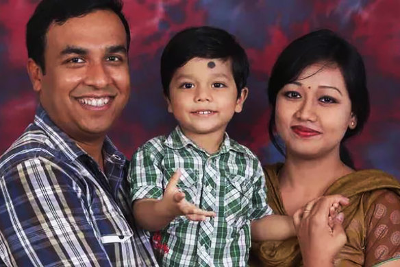 Mikolaj Barman (centre) was diagnosed with a very rare type of tumour – a diffuse intrinsic pontine glioma (DIPG). He is pictured with his father, Prasanta, and his mother, Sangeeta.