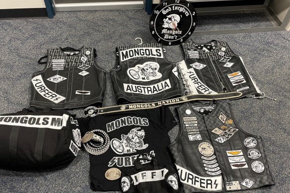Items seized by police following several arrests over the alleged February 2022 assault.