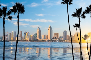 Downtown San Diego skyline in California, USA at sunset