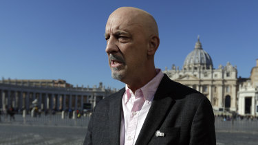 Peter Isely, founding member of Ending Clergy Abuse in St. Peter's Square on Sunday.