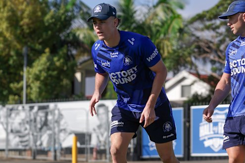 Lachlan Galvin trains at Belmore with Canterbury Bulldogs.