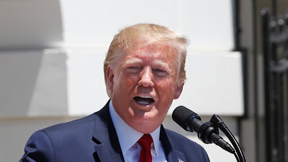 US President Donald Trump speaks during a Made in America showcase event on the South Lawn of the White House.