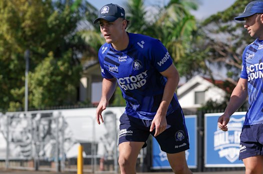 Lachlan Galvin trains at Belmore with Canterbury Bulldogs.