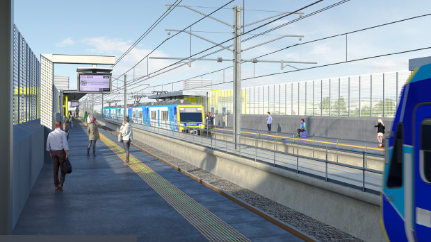The elevated Hallam station will feature lifts and stairs.