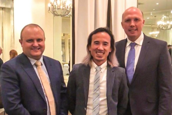 Liberal MP Jason Wood, Immigration agent Jack Ta and then-home affairs minister Peter Dutton.