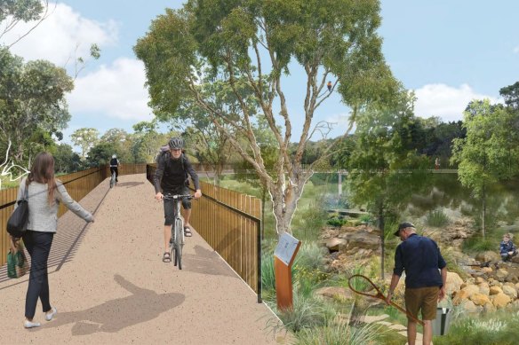 An artist’s impression of council’s plan
for Kedron Brook.