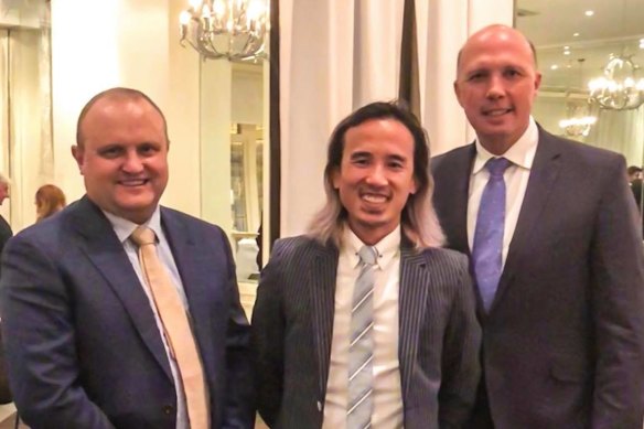 Liberal MP Jason Wood, Immigration agent Jack Ta and former Home Affairs Minister Peter Dutton.