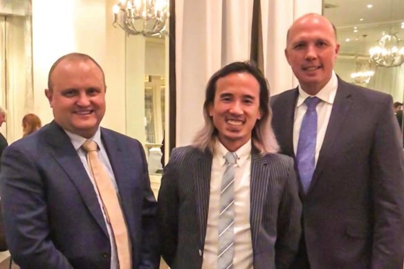 Liberal MP Jason Wood, Immigration agent Jack Ta and former Home Affairs Minister Peter Dutton.