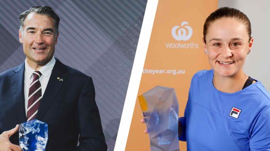 Australian of the Year Dr James Muecke and the Young Australian of the Year, Ash Barty.