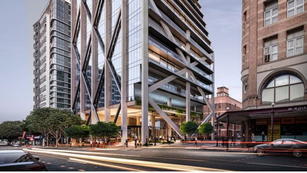 The site at 251 Wickham Street in Fortitude Valley would house a 28-storey tapered glass tower if approved.
