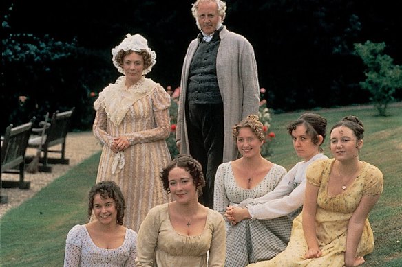 Mrs Bennet (top left) is the only character who is truly clear-eyed about the society in which she and her family live.