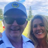 Anthony Albanese takes a selfie after playing tennis in Perth.