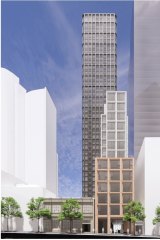 An architect’s drawing of the proposed development, seen from Flinders Lane, next to Fortyfivedownstairs.