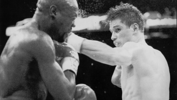 So close: Troy Waters in his WBC super welterweight title fight with Simon Brown in 1994.