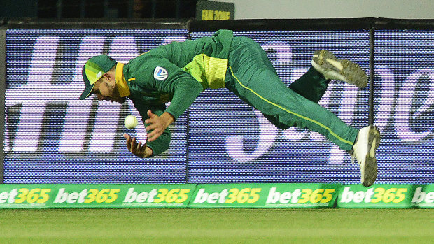 Spilled: Proteas' Aiden Markram drops a difficult chance in the outfield.