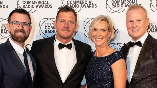 Nova’s Brisbane breakfast team of Kip Wightman (left), Ash Bradnam, Susie O’Neill and David Lutteral. 