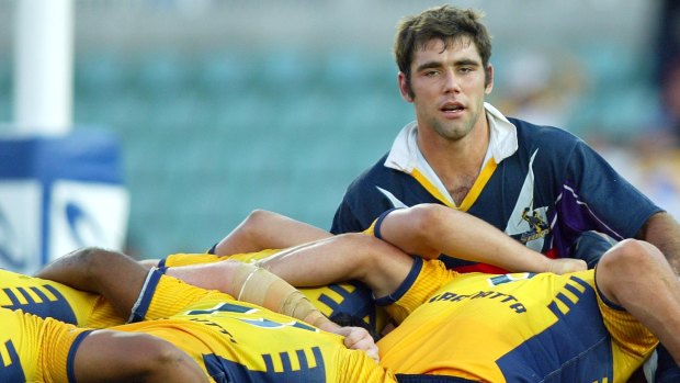 Fresh faced: A younger Cameron Smith plays against the Eels at Pirtek Stadium in 2004.