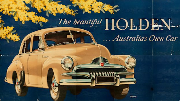 A poster advertising the FJ Holden.