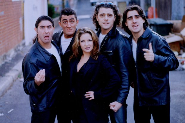 The Wog-a-Rama crew, from left,  John Barresi, Eden Gaha, Rebekah Elmaloglou, Vince Colosimo and Nick Giannopoulos in 1994. 
