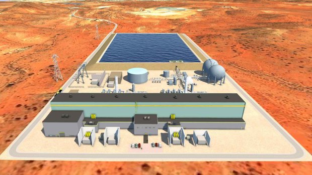 Artists rendering of Sliver City Energy Project at Broken Hill, being developed by Hydrostor.