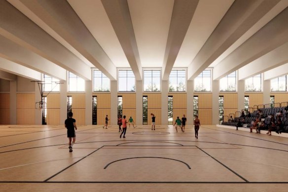 The development proposal includes new sporting facilities.