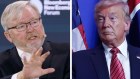 Australia’s ambassador to the US Kevin Rudd and US President-elect Donald Trump.