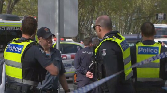Police at the scene of a crash in Bendigo which killed a 15-year-old boy. 