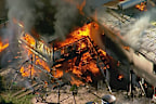 The massive inferno forced streets to be evacuated.