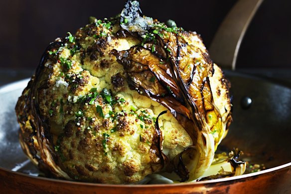 Neil Perry’s whole roasted cauliflower with lemon and mustard. 
GW150718