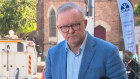 Prime Minister Anthony Albanese speaks at the Leichhardt Festival on Sunday.